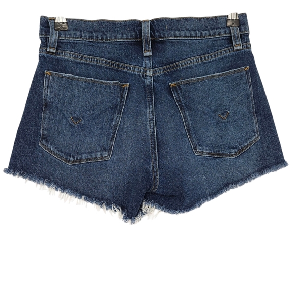 Hudson Gemma Cut Off Denim Shorts Mid Rise Peony Medium Wash Distressed 25 - Picture 2 of 5
